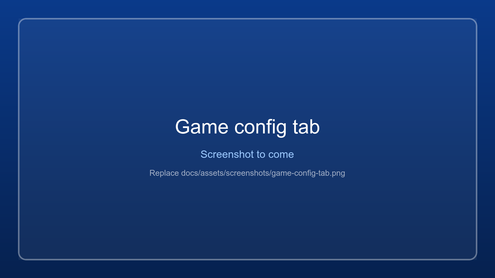 Game config tab